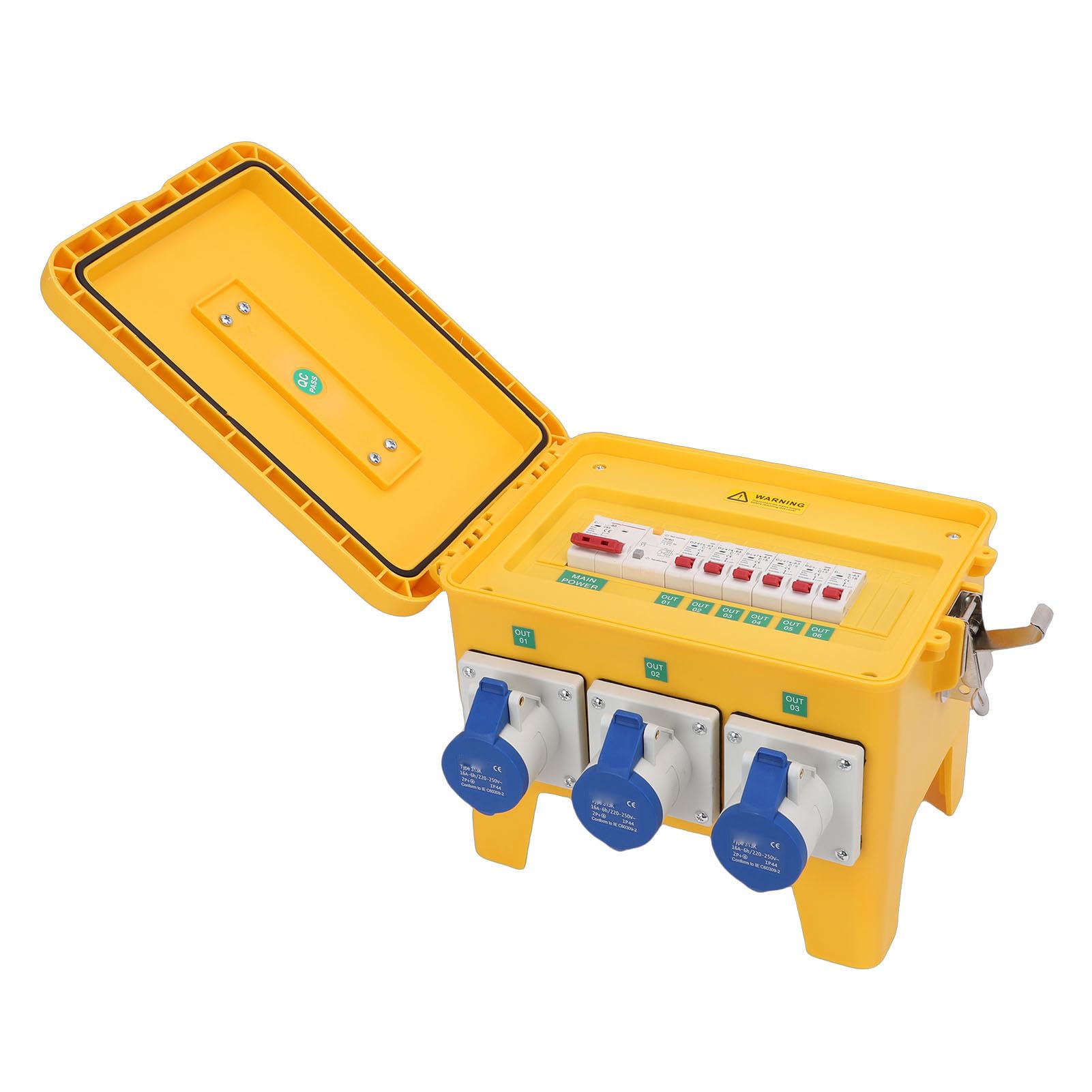 ViaGasaFamido Caja de Distribución de Energía Distribuidor de Energía Portátil ABS PC 3 Salidas CEE 3 Tomas Hembra 16A Caja IP65 Receptáculos IP44 para Uso en Interiores y Exteriores en Talleres,