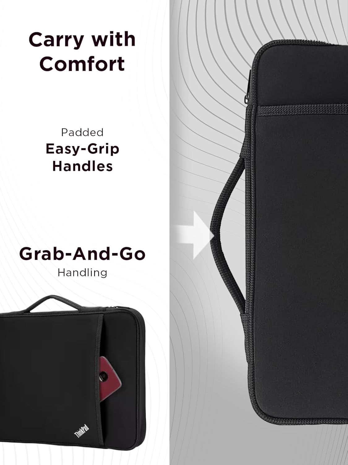 Lenovo ThinkPad Laptop Sleeve 14 Inch Notebook/Tablet Compatible with MacBook Air/Pro - Black - Image 3