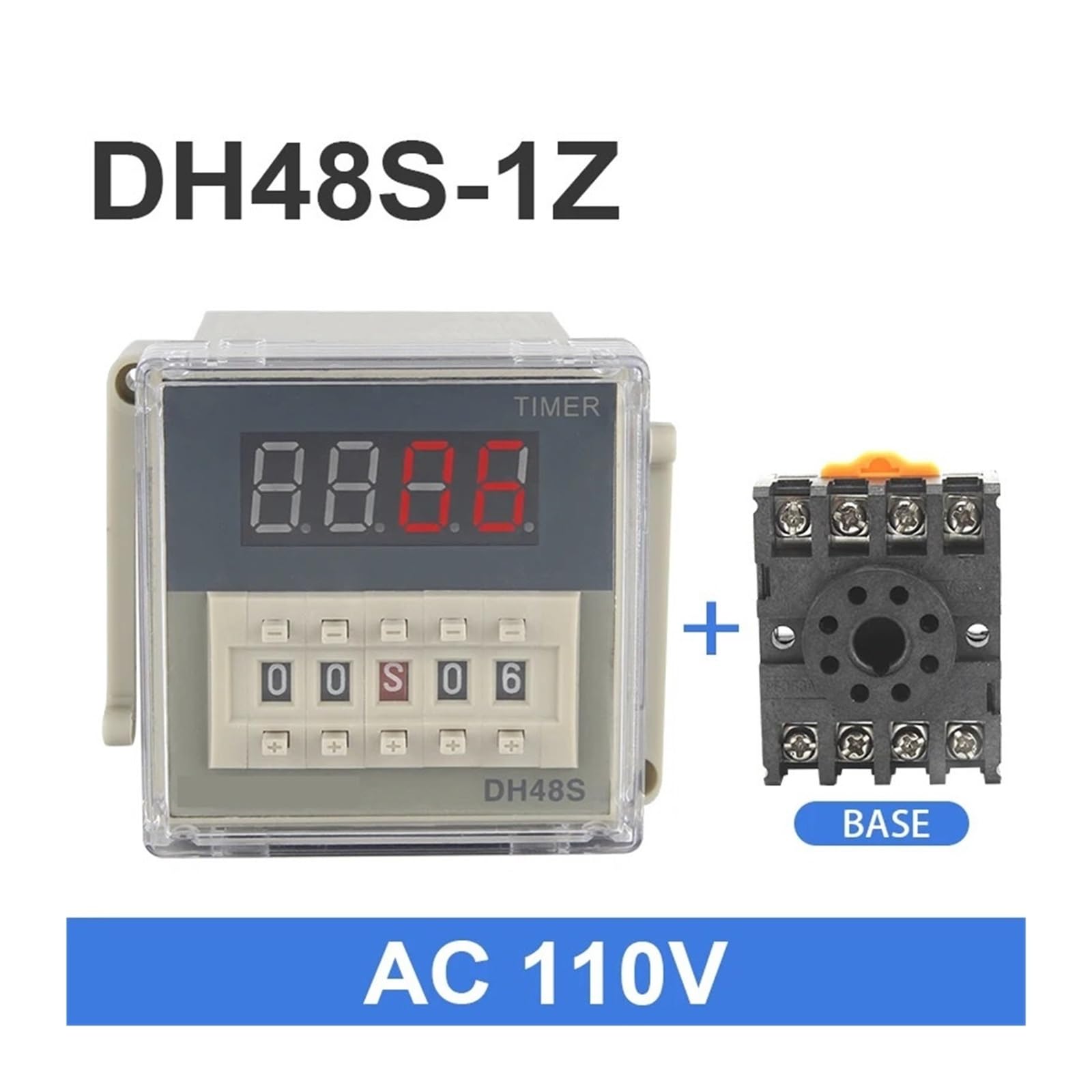 Przekaźnik czasowy przekaźnik czasowy Cyfrowy programowalny wyłącznik czasowy DH48S-1Z 0,01S-99H99M podstawa AC/DC 12V 24V 36V 110V 220V 380V wyłącznik czasowy (AC110V)
