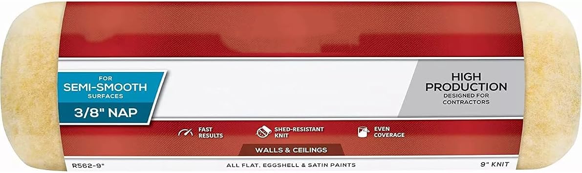 Replacement 9 Inch Long Roller Cover with 3/8 Inch Nap for Wooster R361-9 Models