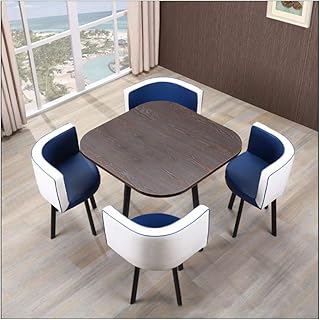 TXOZ-Q Negociación Inicio Presidente Tabla de combinación Simple de recepción Ocio 5 Piezas de Cuero de la Vendimia Redonda Moderna Sofá Café sede de la Oficina Salón (Color : Blue)