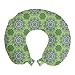 ABAKUHAUS Verde Lima Cojín de Viaje para Soporte de Cuello, Mandala de Marruecos, de Espuma con Memoria y Funda Estampada, 30x30 cm, Helecho Verde Blanco
