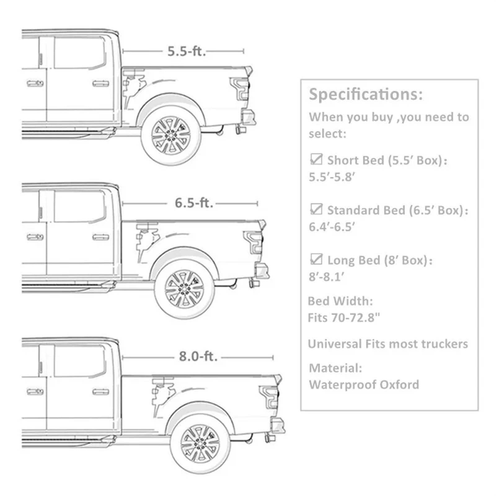 LKW Ladefläche Tarp Abdeckung Universelle Pickup-Truck-Ladeflächenabdeckung for LKWs