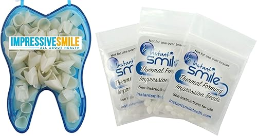 Juego de 50 piezas de corona temporal dental paquete frontal anterior con cuentas de ajuste térmico 3 dientes perdidos y rotos