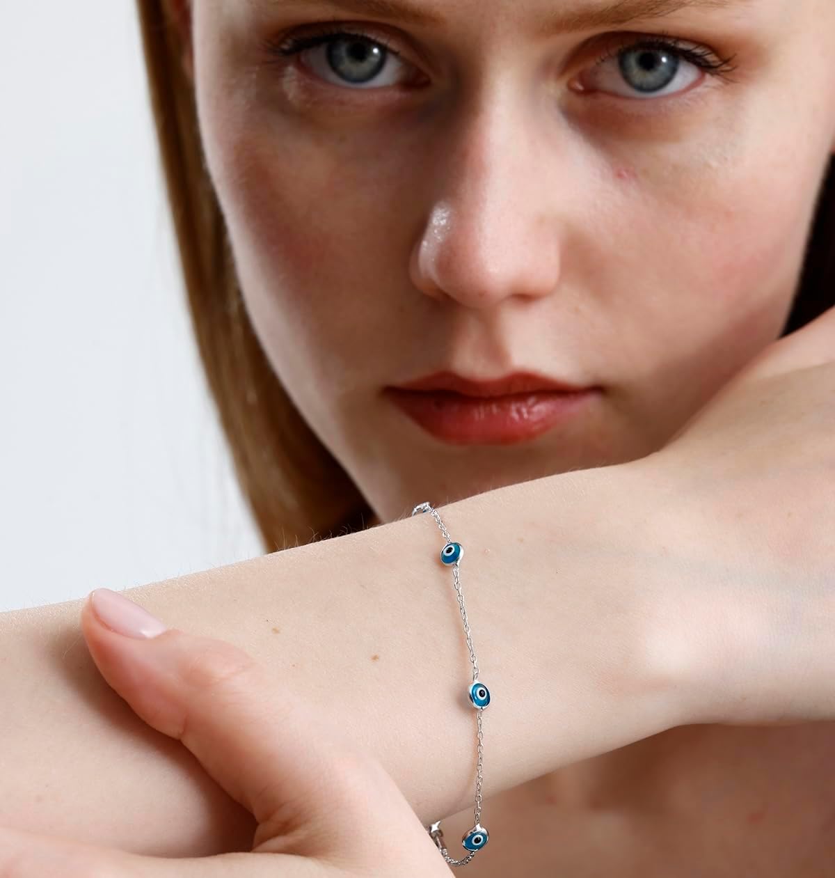 925 Sterling Silver Evil Eye Bracelet | Rhodium Plated Adjustable Chain | Delicate Blue Glass Charm Jewelry for Women | Lucky Gift Protection Bracelet - Image 4