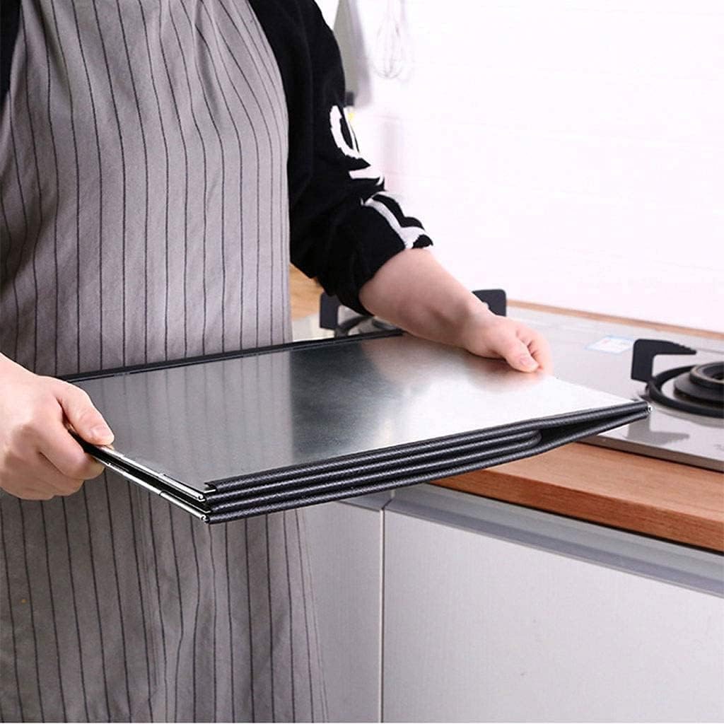 3 Sided Anti Splatter Shield Guard Oil Splash Guard, Foldable Oil Proof Baffle Splatter Screen for Frying, Unfold 97Cm X 30Cm