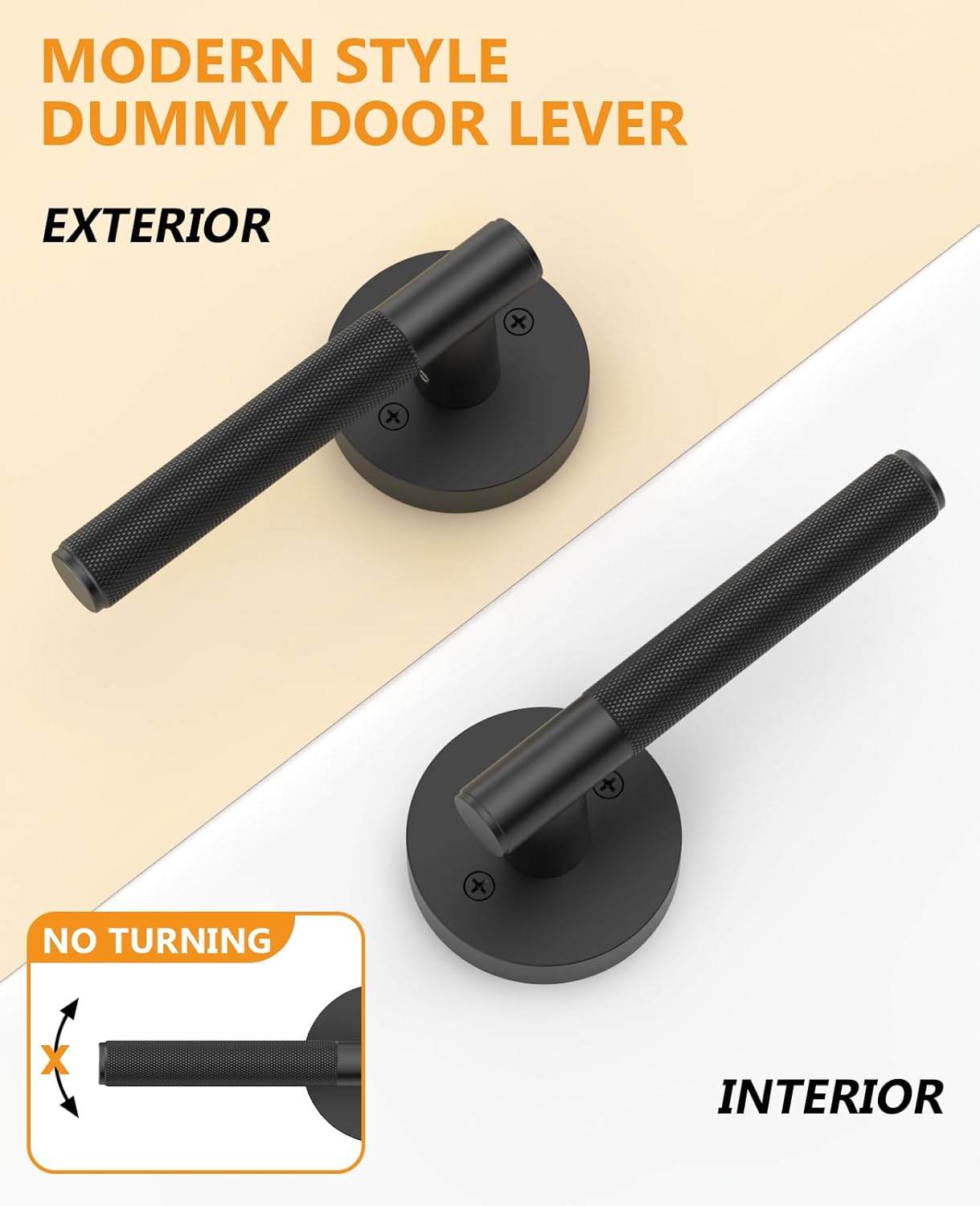 Asidrama 2 Pack Black Dummy Door Handles, Non-Turning Decorative Door Lever with Door Knobs for Closet, French Double Doors, Pantry & Interior Push/Pull Use 07