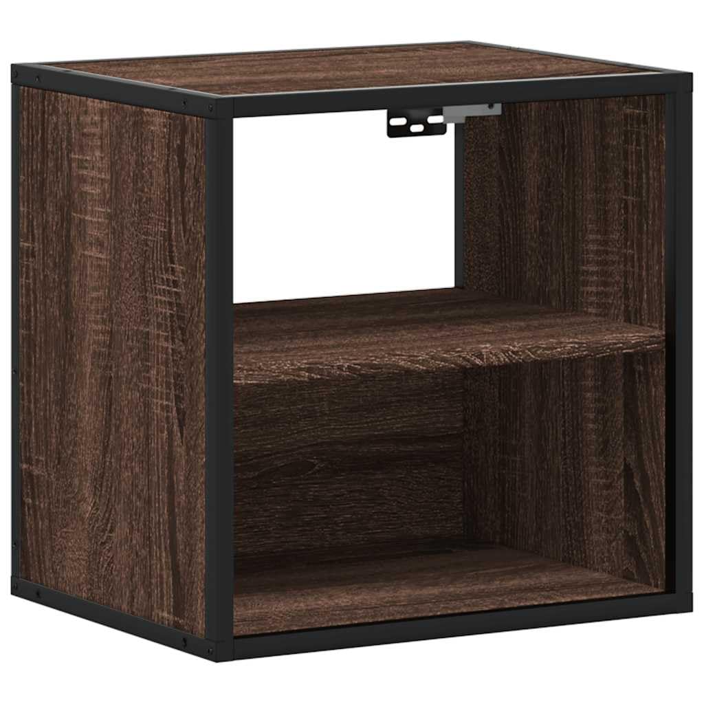 Table de chevet murale aspect chêne marron avec 2 étagères