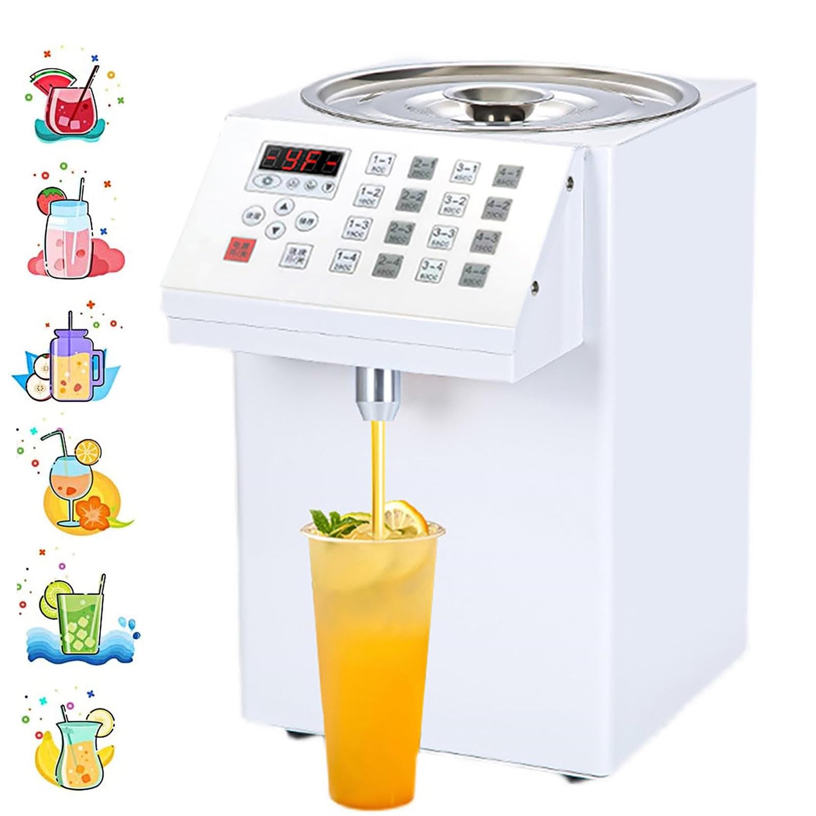 ZUMAHA automatyczny dozownik owoców, maszyna ilościowa do fruktozy 360w, ilościowa maszyna do herbaty owocowej 8l, ekran LCD, zakres temperatury 25° C do 60° C, biały