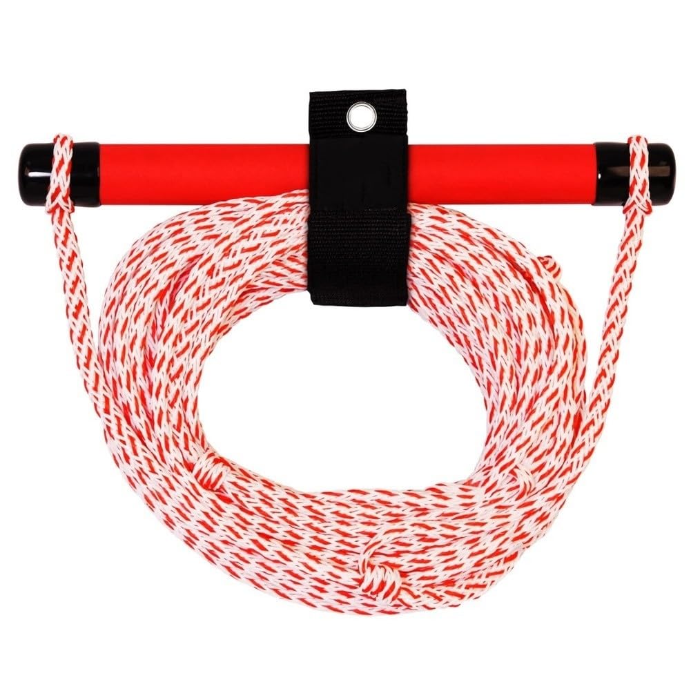 Cuerda de esquí acuático de 60 pies con mango, tubo de wakeboard, cuerda de remolque de PVC, amarillo brillante UV para negro