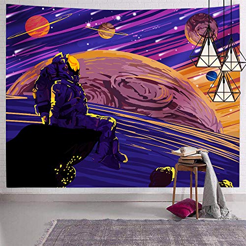Hexagram Space Tapestry, Cool Astronaut Tapestry Wall Hanging, Trippy Spaceman Wall Tapestry