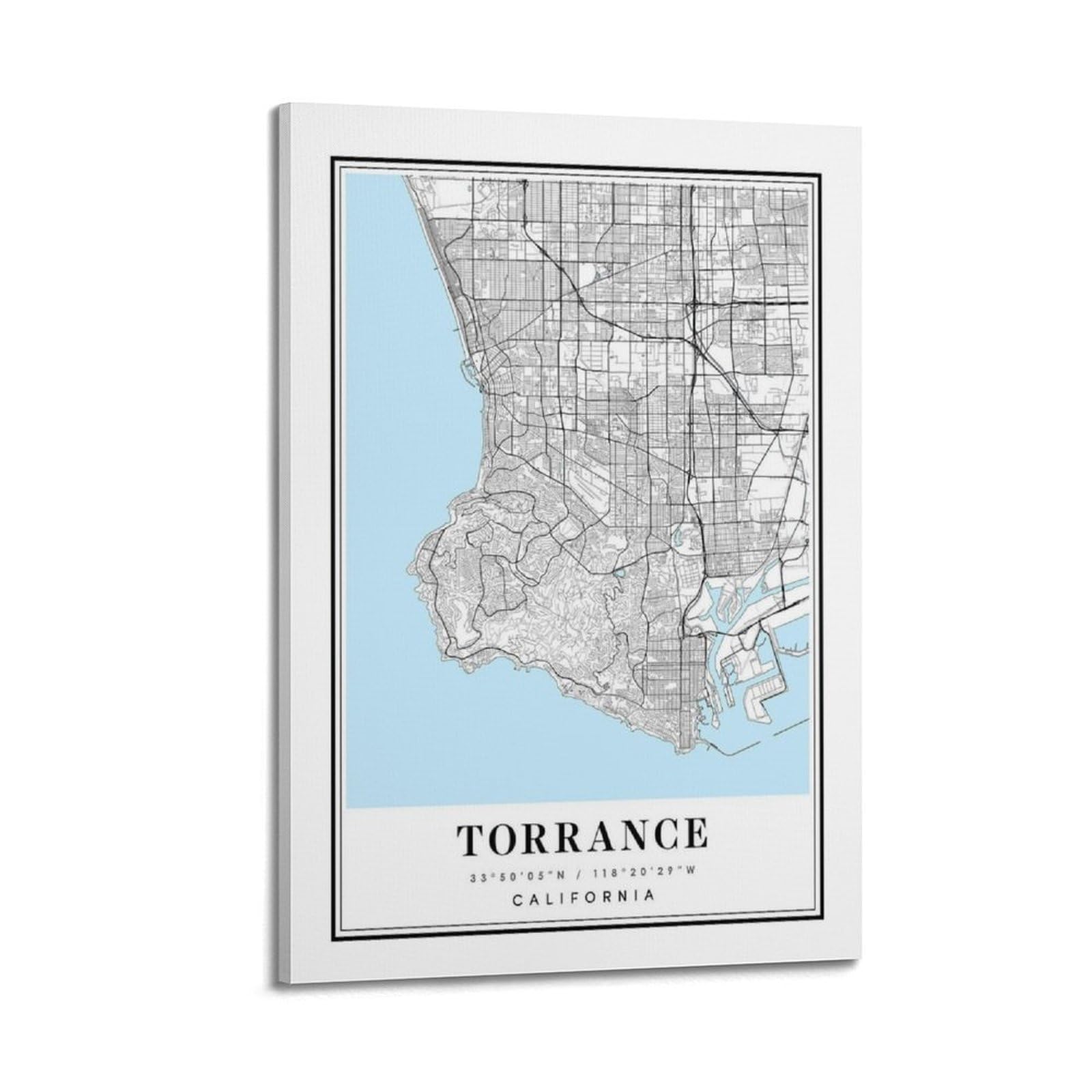 xiaoxiaoshen Torrance California Map Canvas Poster Wall Art Prints Room Aesthetic Murals Bedroom And Living Decorations 24x36inch(60x90cm)