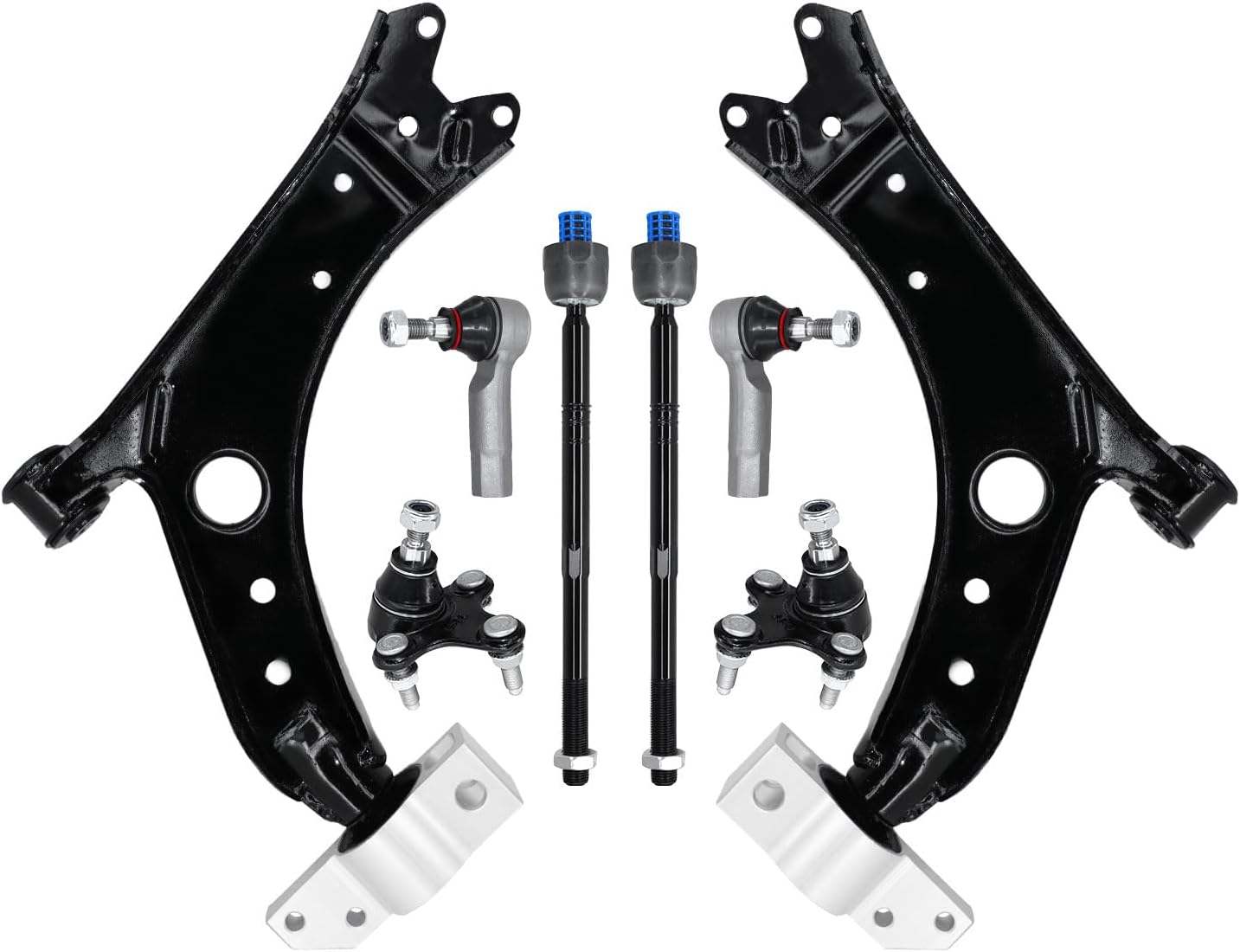 Control Arms, 8 PCS Front Lower Ball Joint Tie Rods Suspension Kit Replacement for Volkswagen Jetta Golf EOS GTI Rabbit Audi A3