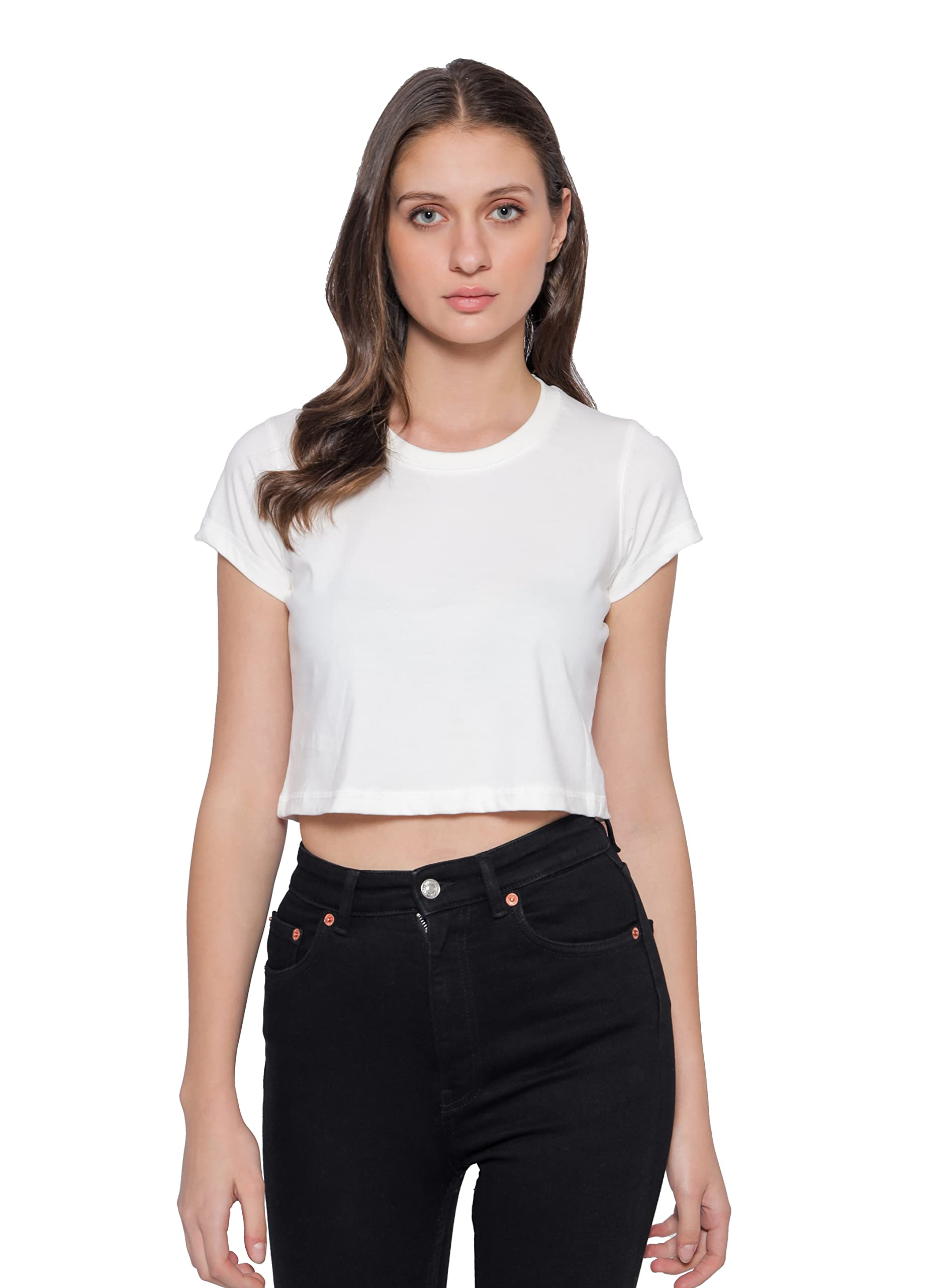 starton apparel Trendy Women's Round Neck 100% Pure pre Combed Cotton Coverstitched Crop Tops for Women (STW-001)-picture-32