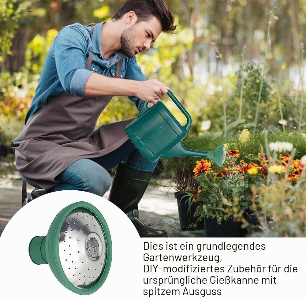1 x grüne Universal-Gartengießkanne mit Rosenkopf, Wassersprinkler, Abdeckdüse, Gießkannen