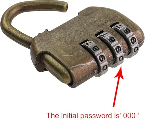 Miniatura 4 de 2 unids 1.417 in bronce mini vintage combinación candado aleación acero equipaje bolsa cerradura para diario caja pequeña manualidades