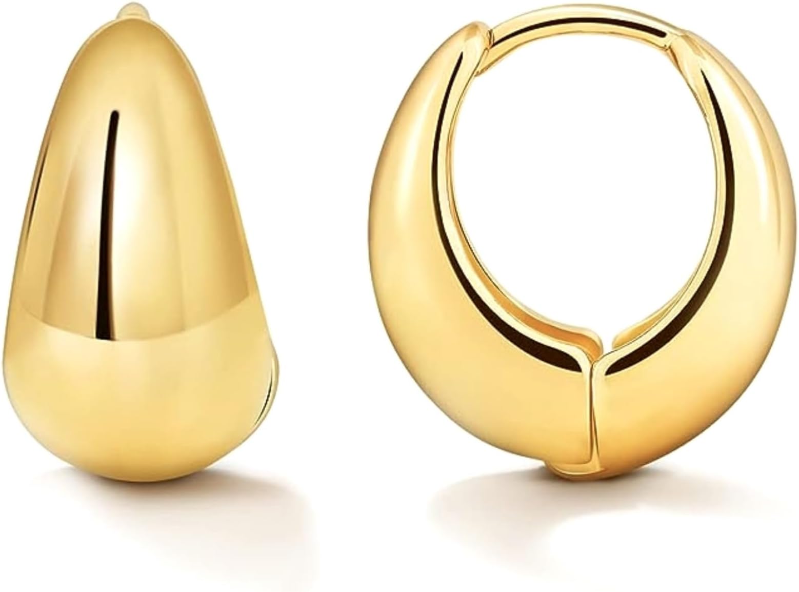 - Stylish Trendy Chunky Golden Dainty Small Huggie Hoop Earrings | Latest Fancy Trendy Hoops Bali Studs | Korean Fashion Jewellery Women & Girls (Oval)