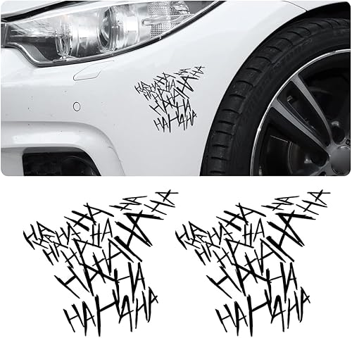 2 calcomanias Joker Haha para parabrisas de coche, calcomanías serias y malvadas para carrocería, ventana, parachoques, portátil, taza, adhesivos