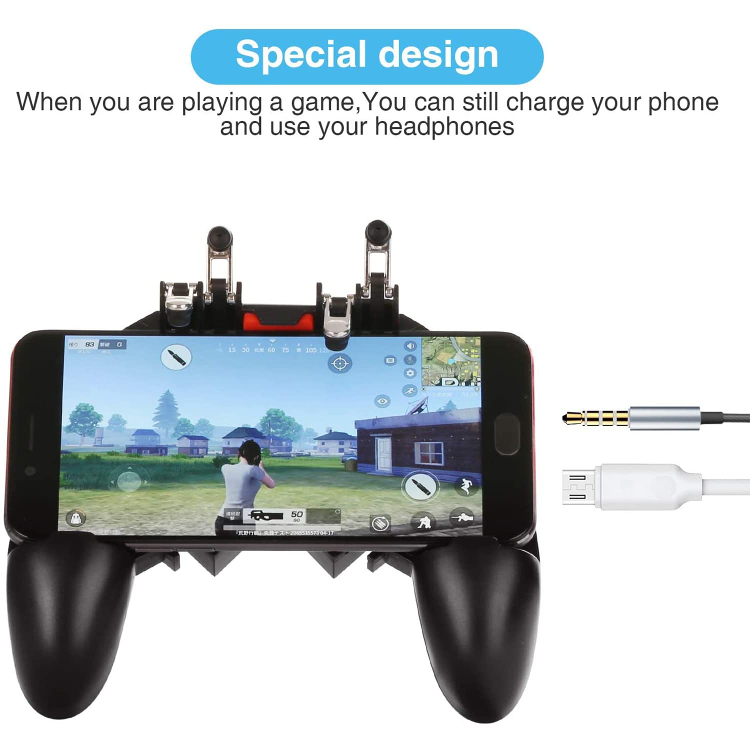 Noymi | Gamer+ PUBG Gaming Trigger for Smartphone | 6 Finger Controller for Mobile | Works with Apple, Samsung, Vivo, Oppo, One Plus 3