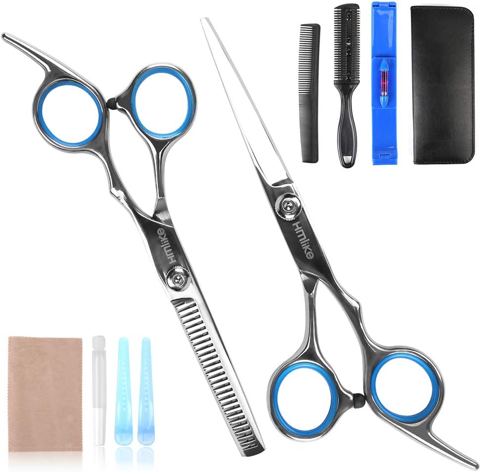 Professional Hairdresser Scissors, 6.7 inch Hairdressing Scissors Set include Hair Razor Comb Thinning Scissors and Hairstyling Ruler for Bangs Cutting and Split Ends