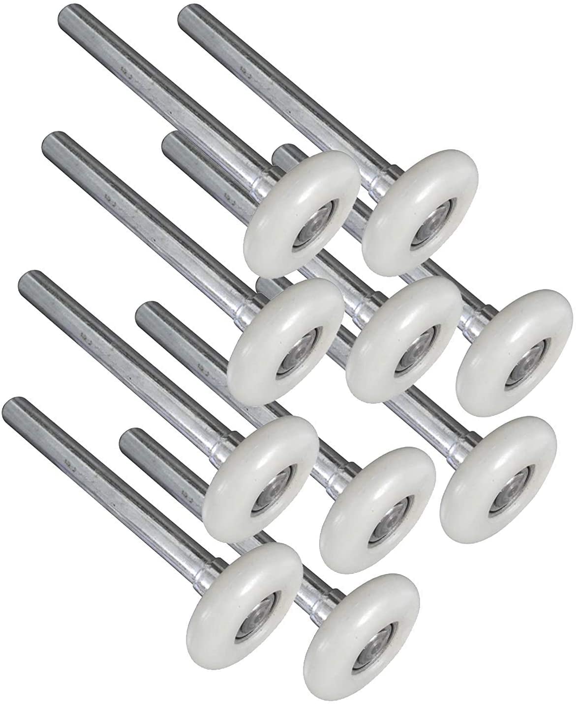 ZhenT 10Pack Quiet Garage Door Roller,Reinforced Dual Cage,White 2” 13 Ball Bearing 4” Stem,Reuse More Than 100,000 Cycles