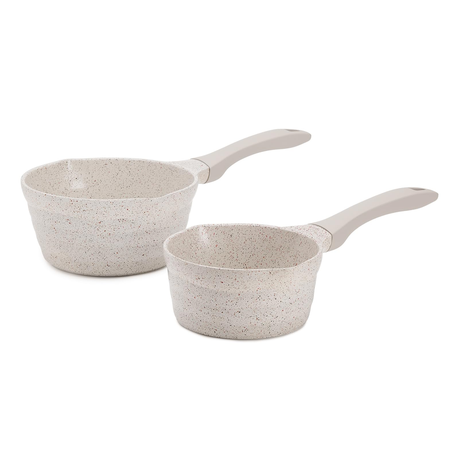 ROSSETTO Set de 2 Casseroles Ø 16 cm + Ø 20 cm Feux Induction, Revêtement Anti-adhésif Sans PFAS, Sandstone