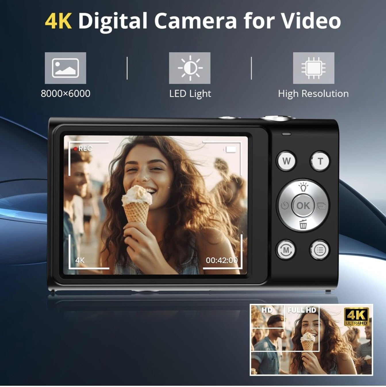 Digitale Camera 4K Met Autofocus - 48MP - 2.8 Inch Scherm - 16x Zoom - Inclusief 32GB Kaart - Zwart - Voor Beginners En Kinderen