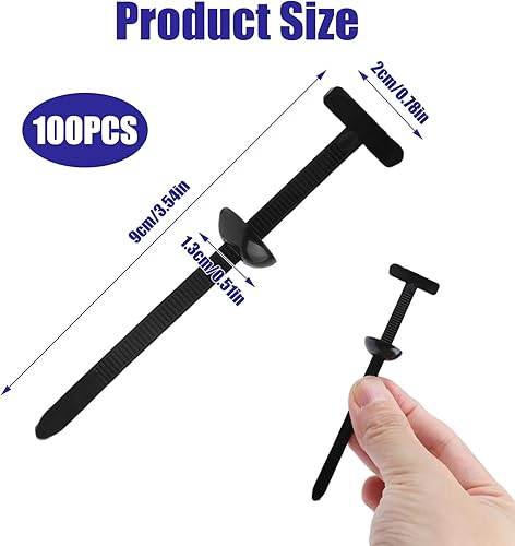 Miniatura 2 de 100 bridas universales con hebilla de amarre, bridas autobloqueantes, hebilla multiusos mejorada, cremalleras negras resistentes a los rayos UV,