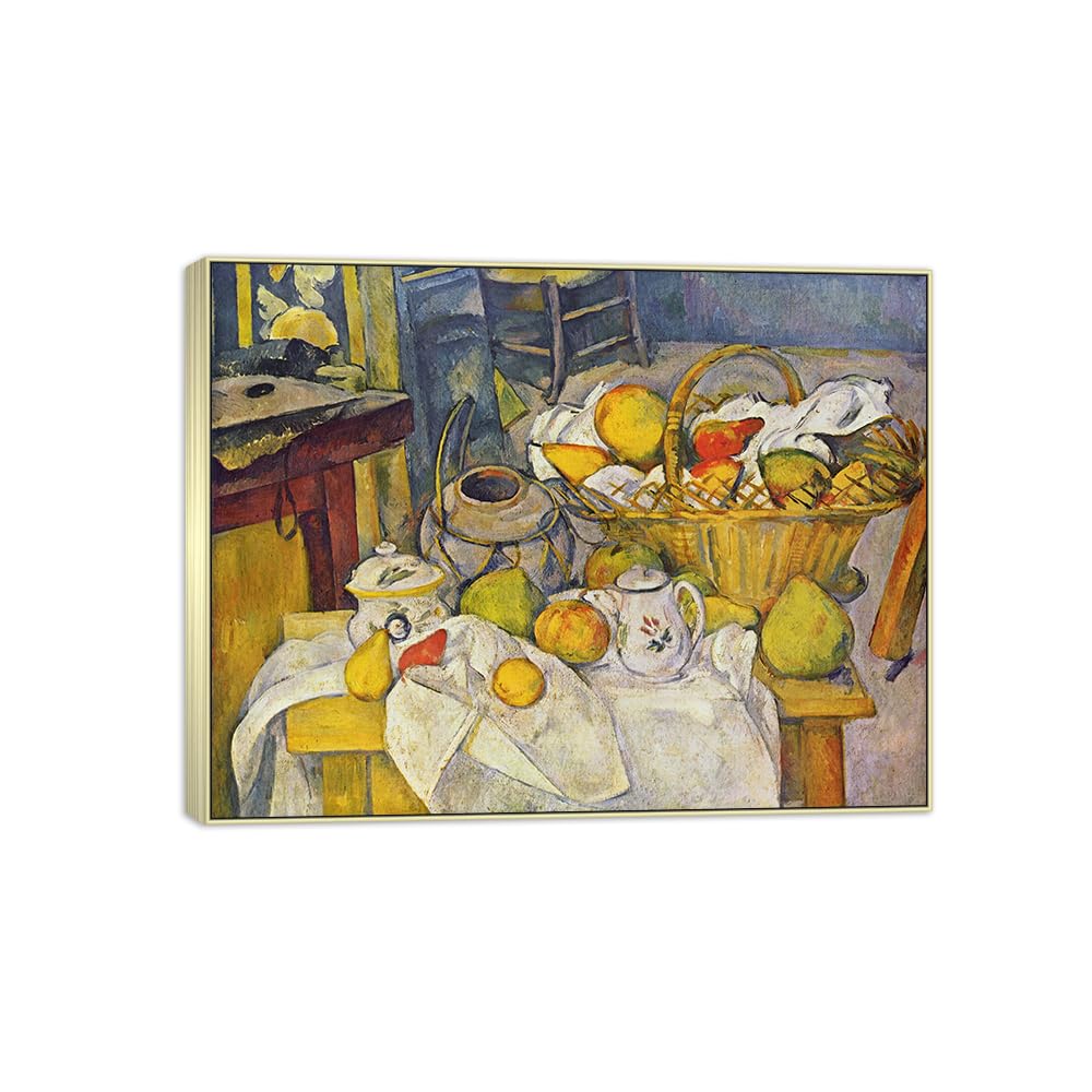 SDYSKKUG Canvas Wall Art Picture Decor Basket by Paul Cezanne 90x70cm Silver Frame