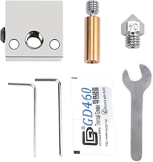 Yunbotong 3D Printer Accessory Kit, Upgrade Bimetal Heat Break + Heater Block + 0.4mm Nozzle for Creality Ender 3 V2 Ender 3 Pro CR-10 CR-10S (Plated Copper)
