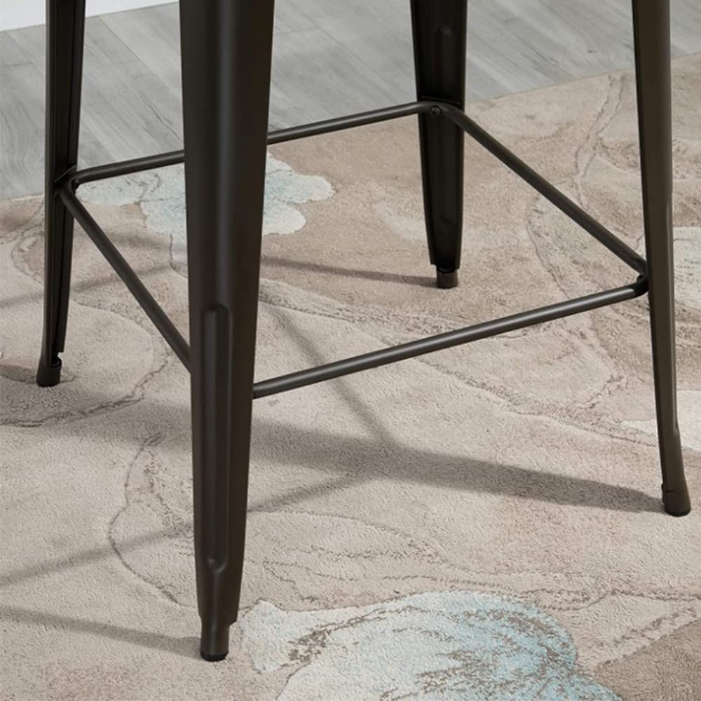 HUOLE Mesas Altas Mesa de Bar de Estilo Industrial para 2-4 Personas, Patas de Mesa de Metal Negro,Estructura de Acero,Tablero de Madera MDF,Mesa Alta de Bar, 60 * 60 * 110cm (Negro)