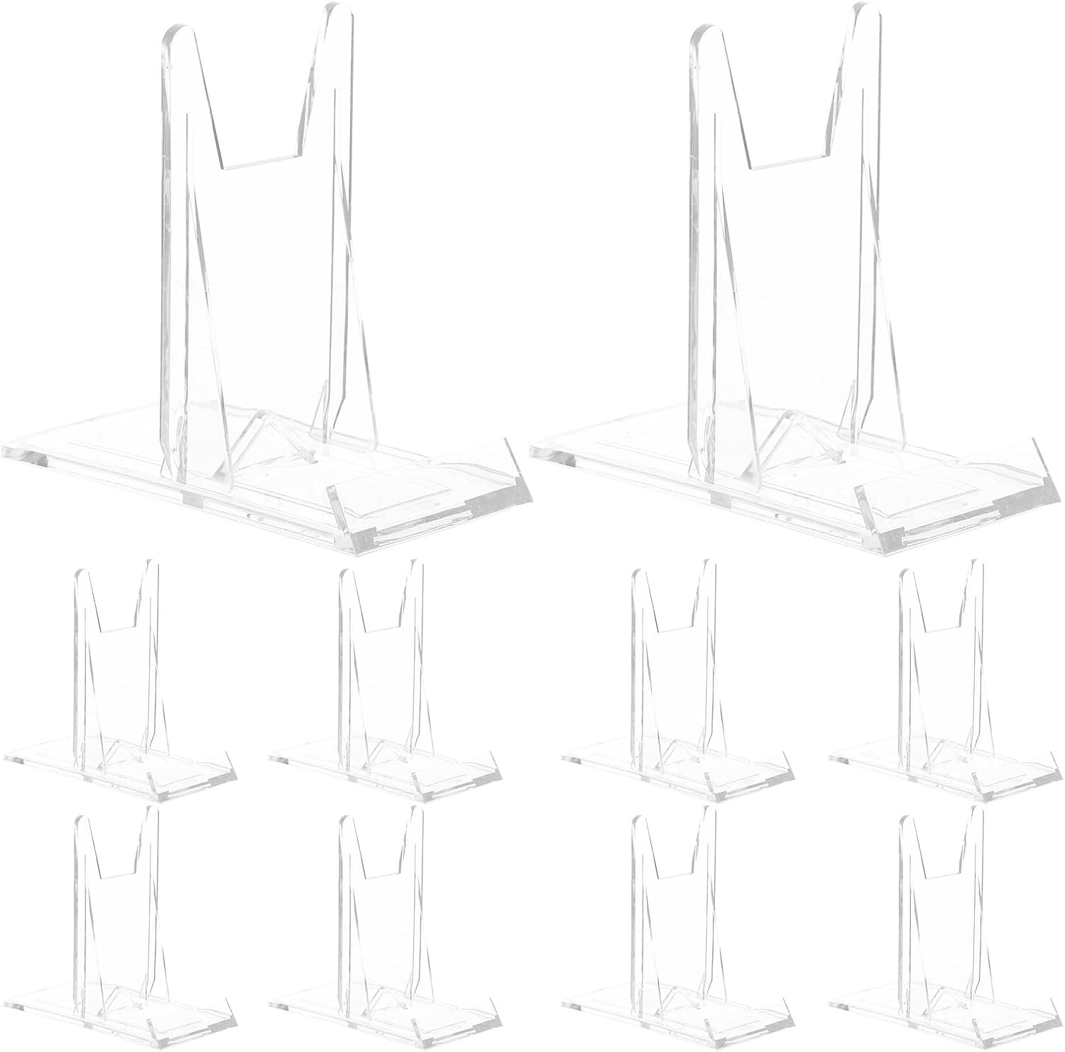 BESTonZON 12pcs Plate Stands Tabletop Display Phone Holder Wide Adjustable Mini Easels Plastic Clear Rack For Picture Business Card Home Office Supplies Festival Party