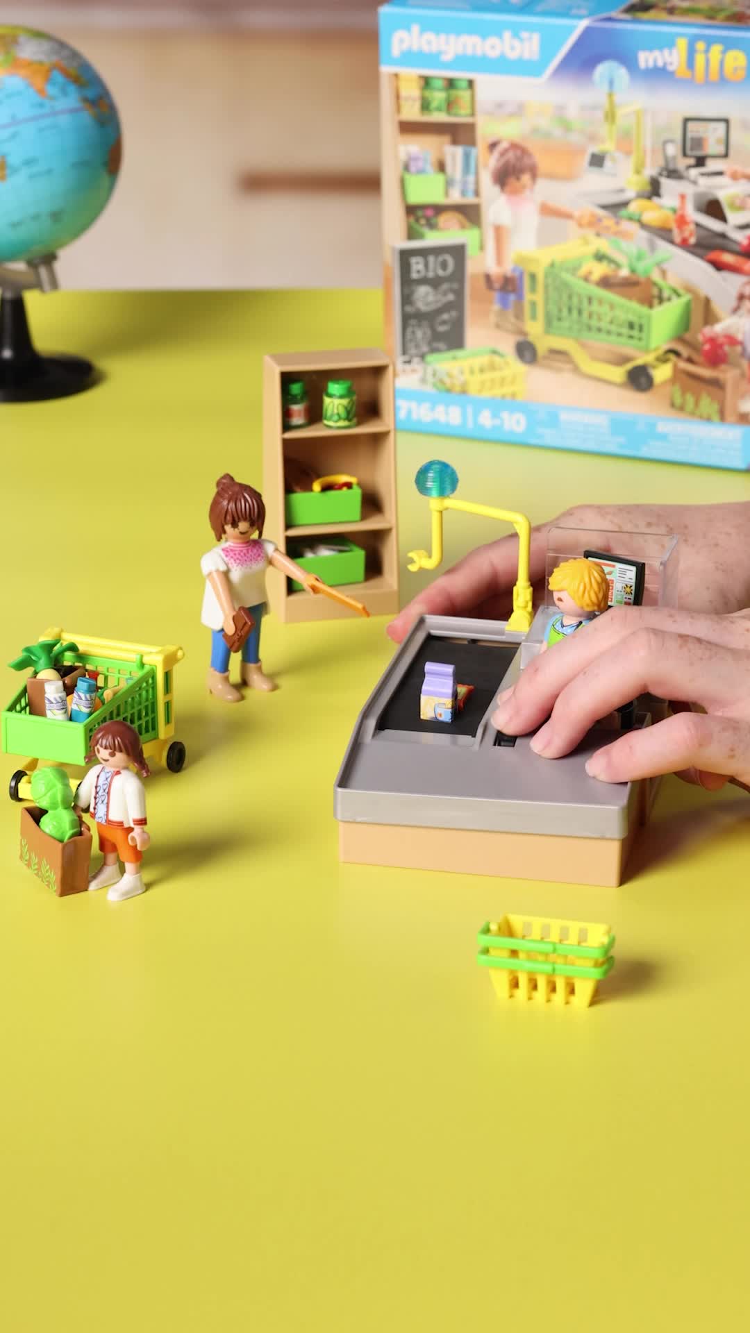 PLAYMOBIL 71648 Caisse de paiement supermarché, My Life le shopping, Promo Pack, 65 pièces, Dès 4 ans