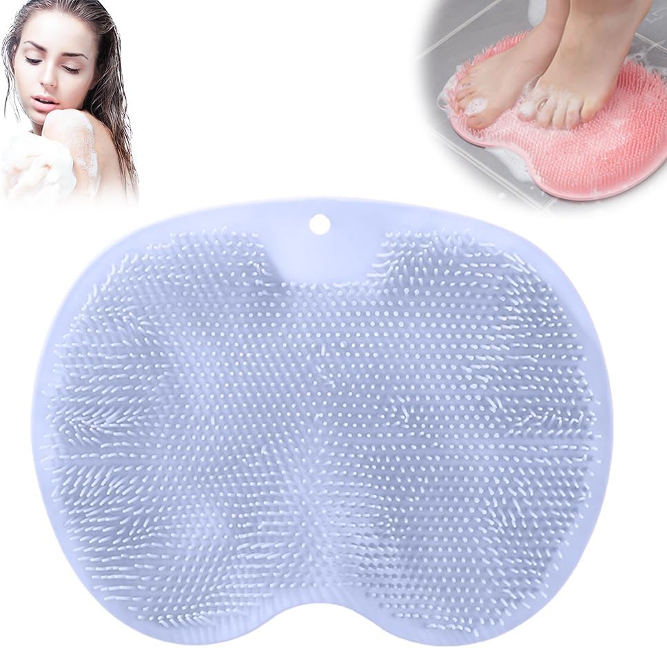 Shower Foot Scrubber Mat with Non-Slip Suction Cups, 2026 New Shower Foot & Back Scrubber Massage Pad, Durable Back Washer Cleaning Pad for Bathroom (Pink)
