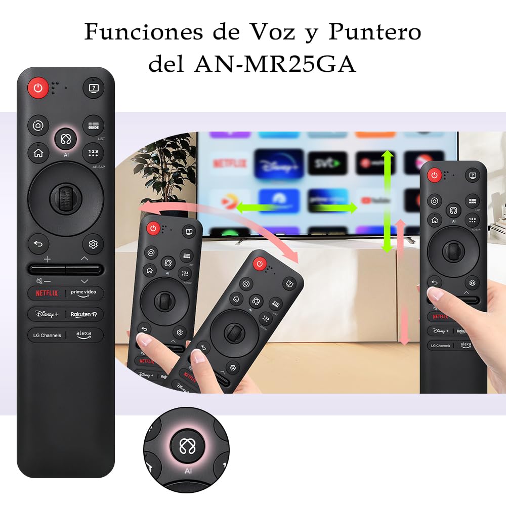 AKB76046603 Mando Mágico por Voz MR25GA para TV de LG Serie 2025 OLED G5/C5/B5, QNED 92A/85A/80A, UA77 - Control por Voz con Puntero, Compatible con MR25GA/24GA/23GA/22GA/21GA/20GA — view 6