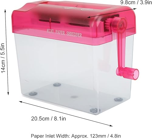 Miniatura 8 de Kudoo Trituradora manual, trituradora de papel de manivela, A6, mini trituradora totalmente transparente, funciona manualmente, corte cruzado,