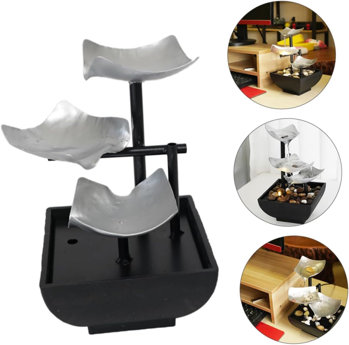 PRETYZOOM 1pc Waterfall Tabletop Fountain Decor Indoor Metal Running Water Ornament for Office and Home Decoration Zen Meditation Relaxation Adornment