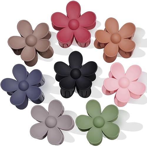 8 pinzas para el cabello con diseño de flores, antideslizantes, pinzas de garra grandes, agarre fuerte, duraderas para mujeres, cabello grueso,