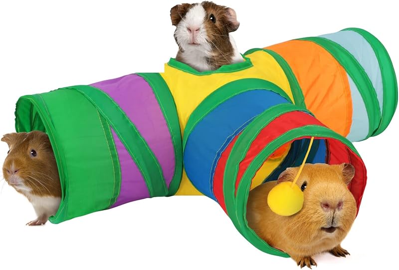 Túnel para Pequenos Animais Rypet com 3 Vias, Dobrável e Colorido Rainbow