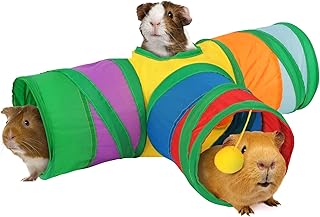 Rypet Guinea Pig Tunnel 3 Way Collapsible Small Pet Tunnels and Tubes with Interactive Ball for Baby Rabbit Ferret Hamster...