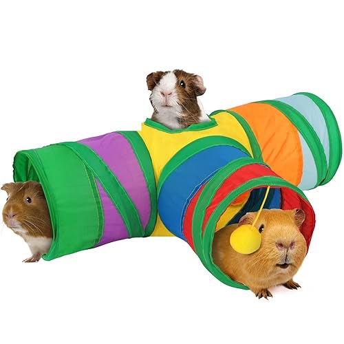 Rypet Guinea Pig Tunnel 3 Way Collapsible Small Pet Tunnels