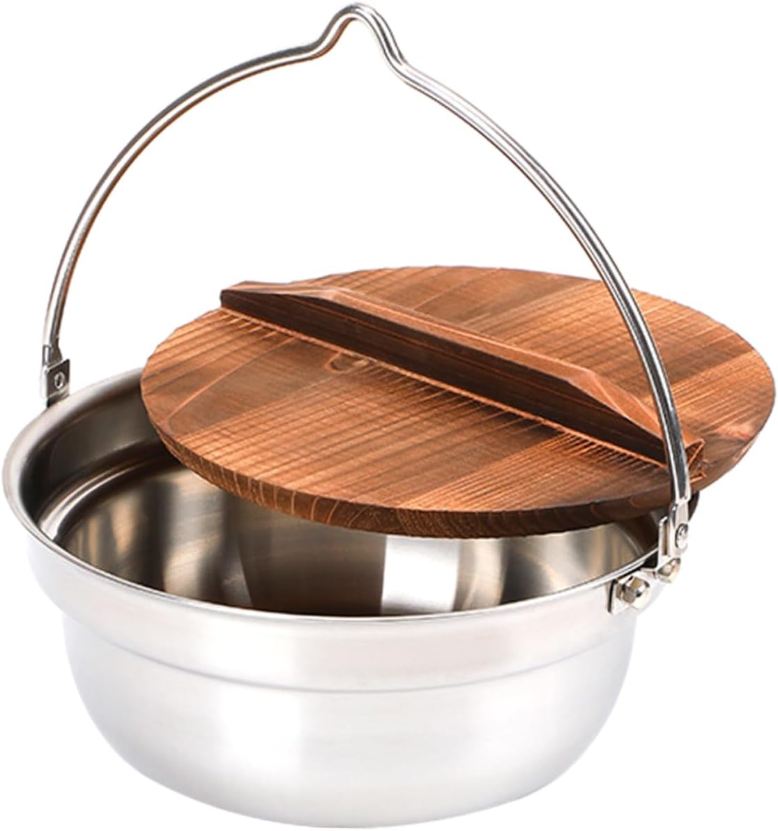 Hemoton Cooking Pot for Camping Set Stainless Steel Pot Hanging Easy Clean Multi-Purpose Outdoor Cooking Pan