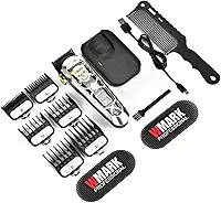 WMARK Máquina De Cortar Cabelo Profissional Alta Velocidade Para Homens, Sem Fio E Com Fio, Visor Lcd, 6 Pentes-Guia *1 Pente, Masculino Ng-130 (Prata)
