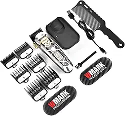 WMARK Máquina De Cortar Cabelo Profissional Alta Velocidade Para Homens, Sem Fio E Com Fio, Visor Lcd, 6 Pentes-Guia *1 Pente, Masculino Ng-130 (Prata)