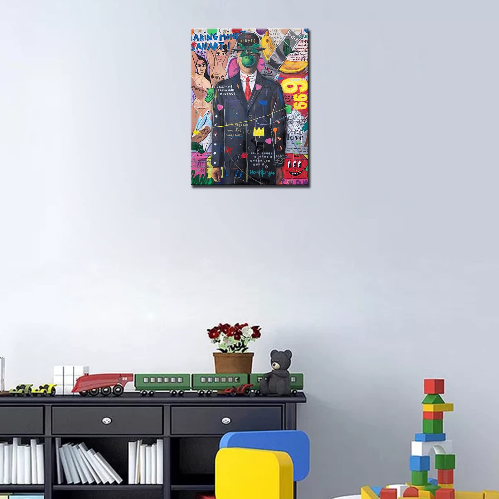 Room Wall Creative Pictures Graffiti Street Paintings 1 Piece Canvas Inspirational Pop Art Colorful Modern Artwork Home Decor for Living Room Framed Gallery-wrapped Ready to Hang 12x16inch - Image 3