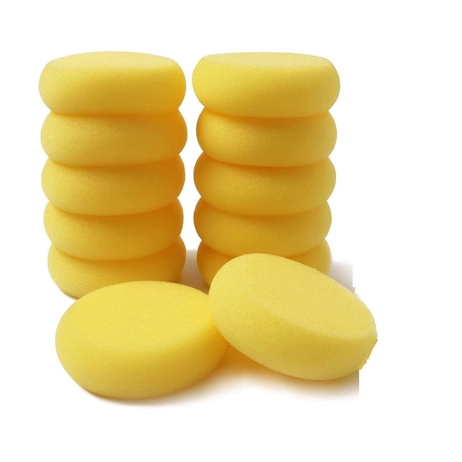 DaKos Yellow Rounded Sponge, Sponge for Painting, Round Sponges, Painting Tool for Art and Craft (Set of 12)