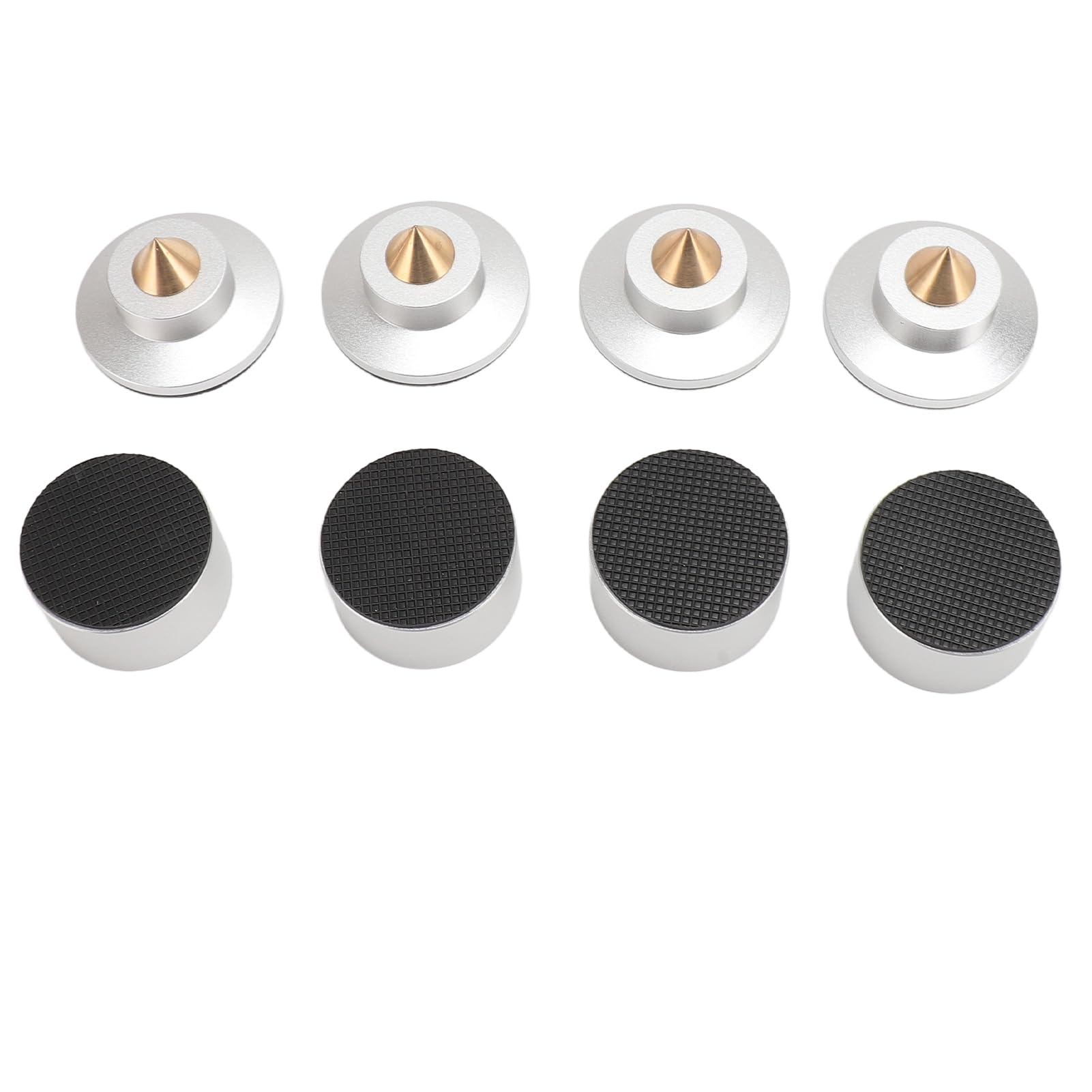 4er - Set Lautsprecher - Isolationsfußpads aus Aluminiumlegierung, Schwingungsdämpfer für Subwoofer, Verstärker, CD/DVD - Player und HiFi - Geräte mit Spike - Pads (Silber)