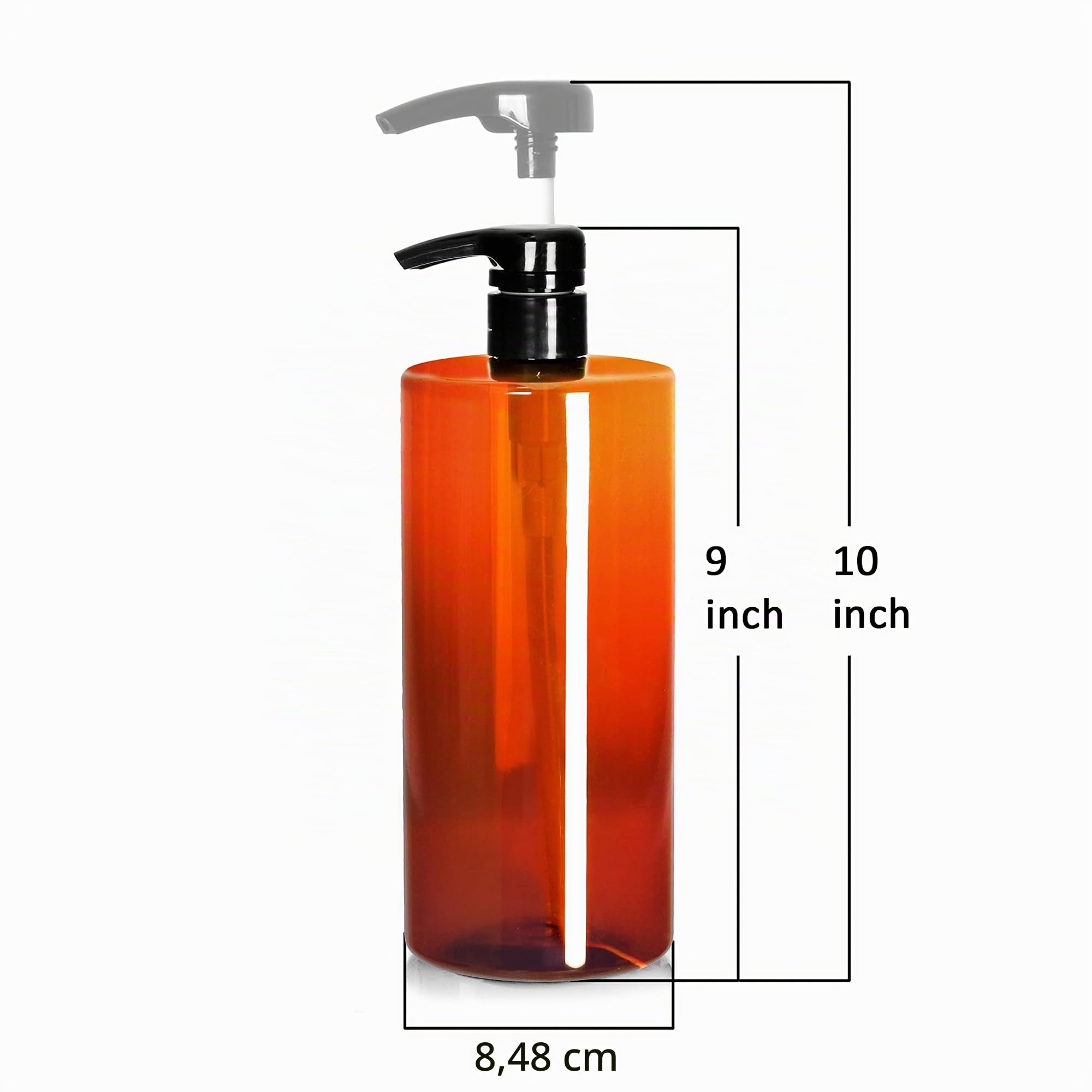 Youngever Lot de 4 Bouteille Pompe Shampoing 1L, Bouteille Pompe Vide Plastique 1000ML, Distributeur Flacon Pompe (Amber)