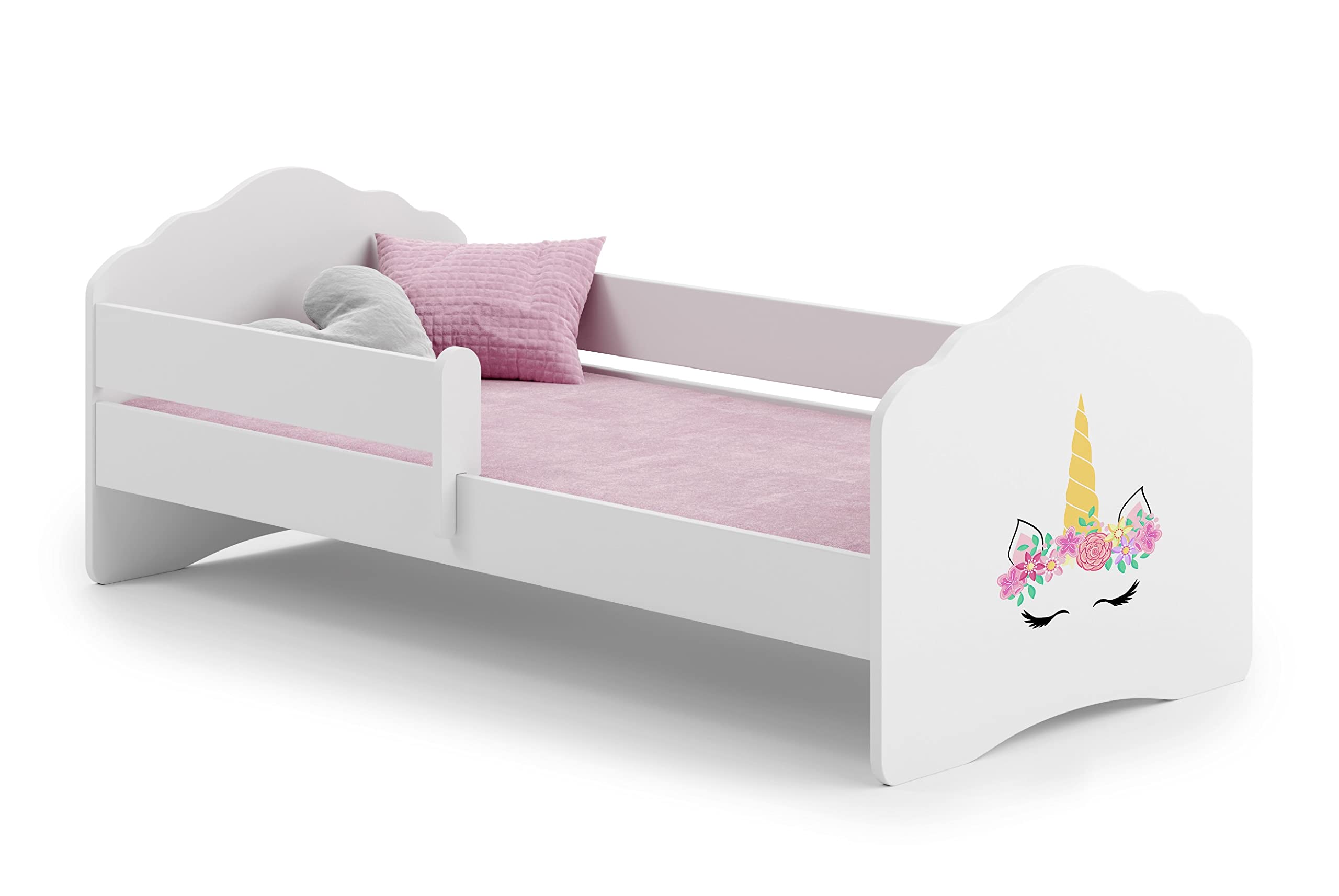 MEBLEKO Letto per bambini FALA"BELLA ADDORMENTATE" 140x70 ringhiera, materasso, telaio