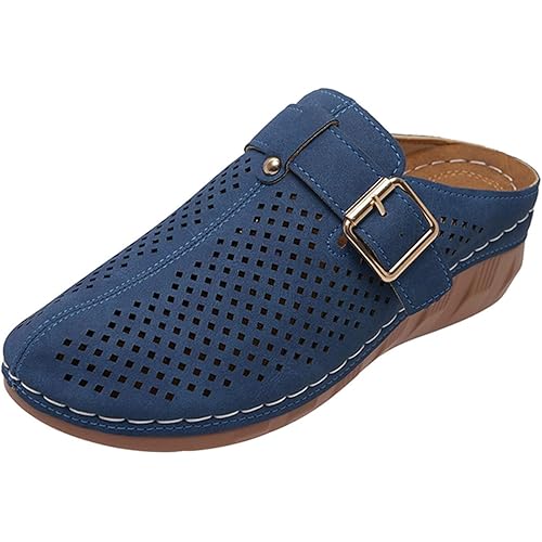 Clogs for Women Comfortable Arch Support Closed Toe Sandals Low Wedge Slip on Mules Casual Wide Width Beach Samdas